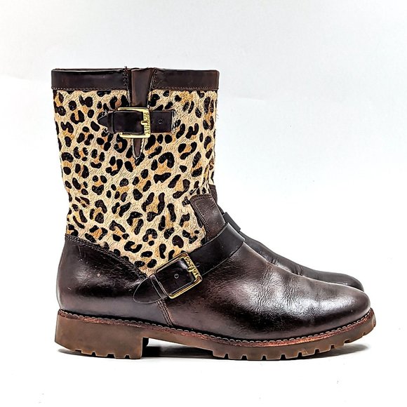 Sperry Women Stark Cheetah Buckle Brown Leather Ankle Boots Size 6.5 - Picture 10 of 12